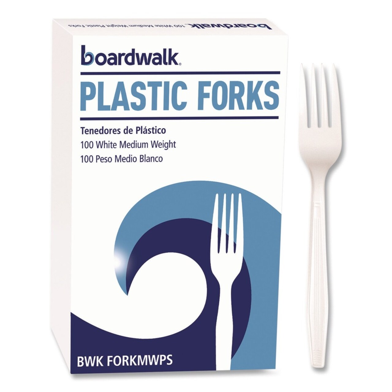 Boardwalk Mediumweight Polystyrene Plastic Fork Cutlery - White (100/Box)